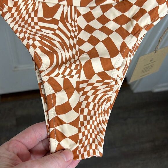 Stone Fox Swim x Free People Azalea One-Piece Caramel Check Small NWT - Picture 5 of 8